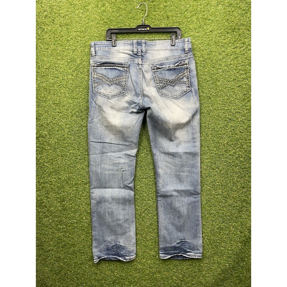Helix Jeans Mens 36x30 Slim Straight Baggy Skater Y2K Buckle Cross Grunge Punk
